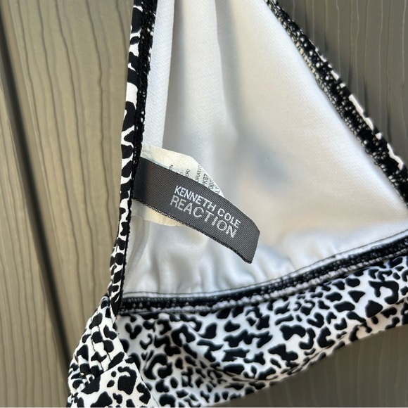 Kenneth Cole Swimwear Bikini Halter Top Medium Black Animal Beach Swimwear Rose - Picture 5 of 10